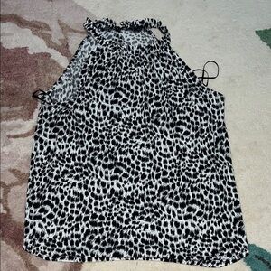 Adrianna Papell Black and White Animal Print Tank Top